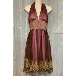 Adrianna Papell Beaded Halter Dress 4P